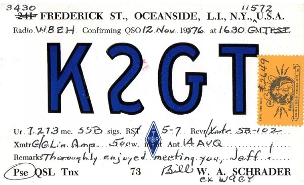 K2GT - William A. 'Bill' Schrader