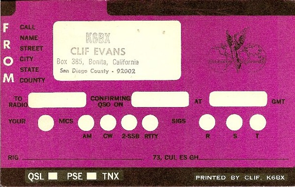 K6BX - Clifton 'Clif' Evans