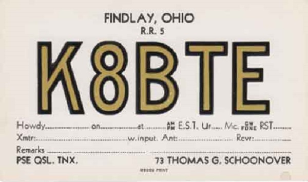 K8BTE - Thomas G. 'Tom' Schoonover K8BTE - Thomas G. 'Tom' Schoonover