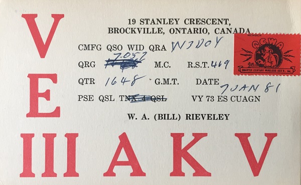 VA3AWJ - William A. 'Bill' Rieveley VA3AWJ - William A. 'Bill' Rieveley