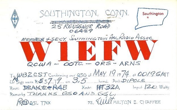 W1EFW - Milton E. 'Milt' Chaffee W1EFW - Milton E. 'Milt' Chaffee