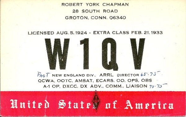 W1QV - Robert Y. Chapman W1QV - Robert Y. Chapman