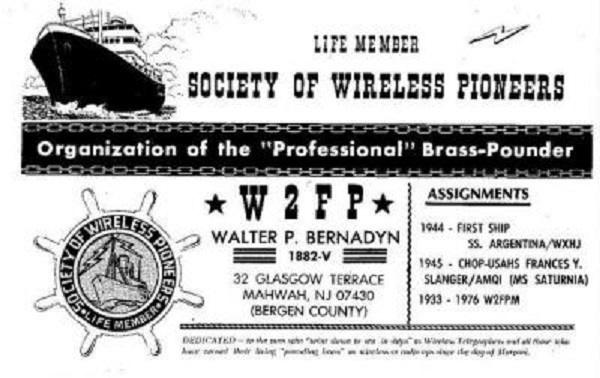 W2FP - Walter P. 'Walt' Bernadyn W2FP - Walter P. 'Walt' Bernadyn