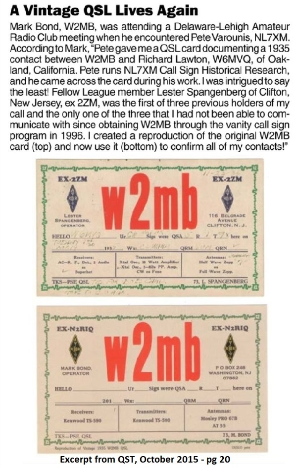 W2MB - Mark S. Bond W2MB - Mark S. Bond