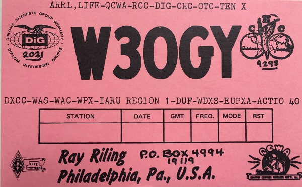 W3OGY - Raymond J. Riling W3OGY - Raymond J. Riling