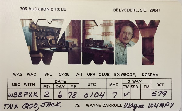 W4MPY - Hollis W. 'Wayne' Carroll W4MPY - Hollis W. 'Wayne' Carroll