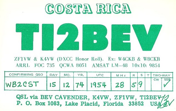W4ZD - Beverly B. 'Bev' Cavender W4ZD - Beverly B. 'Bev' Cavender