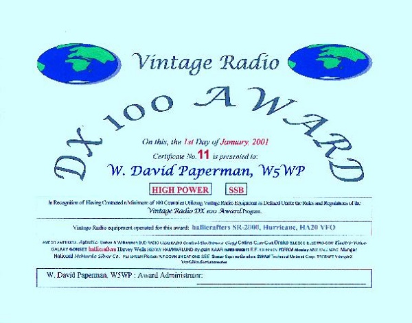 W5WP - William D. 'Dave' Paperman W5WP - William D. 'Dave' Paperman