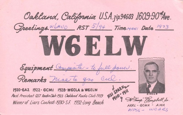 W6ELW - William T. 'Temp' Campbell