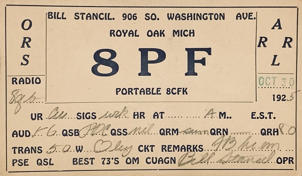 W6PF - William V. 'Bill' Stancil W6PF - William V. 'Bill' Stancil