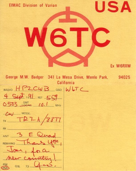 W6TC - George M. Badger W6TC - George M. Badger