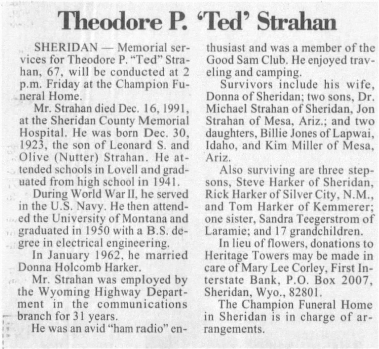 W7JID - Theodore P. 'Ted' Strahan