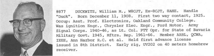W8CJT - William M. 'Ducky' Duckwitz W8CJT - William M. 'Ducky' Duckwitz