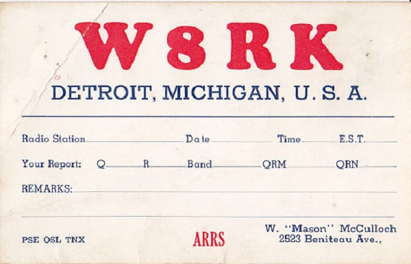 W8RK - W M. 'Mason' Mc Culloch W8RK - W M. 'Mason' Mc Culloch